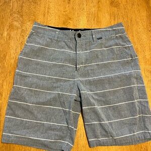 HURLEY Men’s 30 Gray/blue Striped Men's Board Surf Skate Casual Shorts